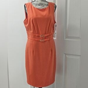 Calvin Klein Orange Double-Belt Dress Size 10